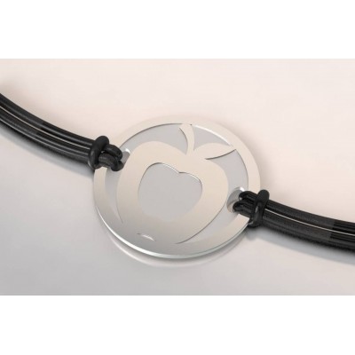 Bracelet Pomme, Acier et Argent, Cordon réglable, CabaneTchanque
